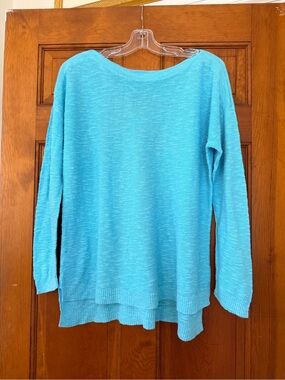 Eileen Fisher Turquoise Lightweight Knit Boatneck Sweater